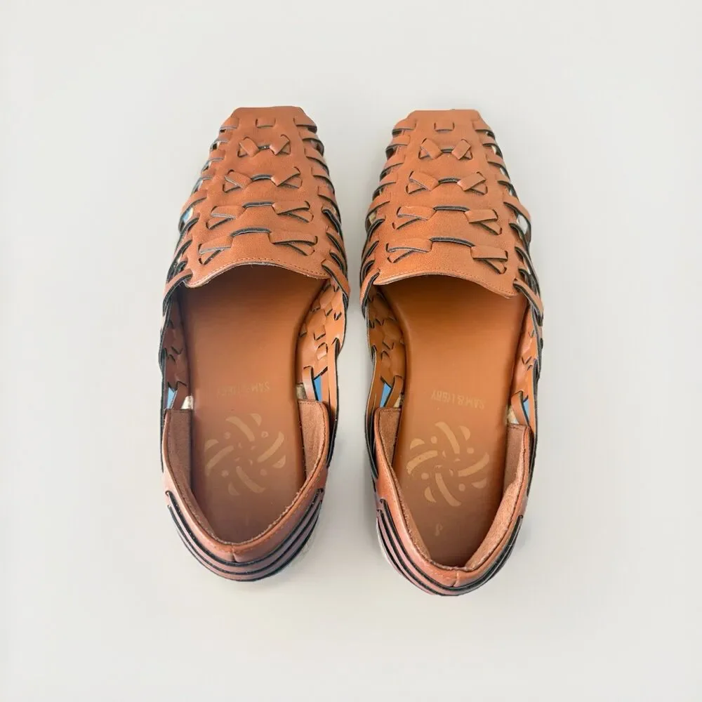 Sam & Libby Women's Size 8 Saddle Brown Asha Espadrille Huarache Shoes